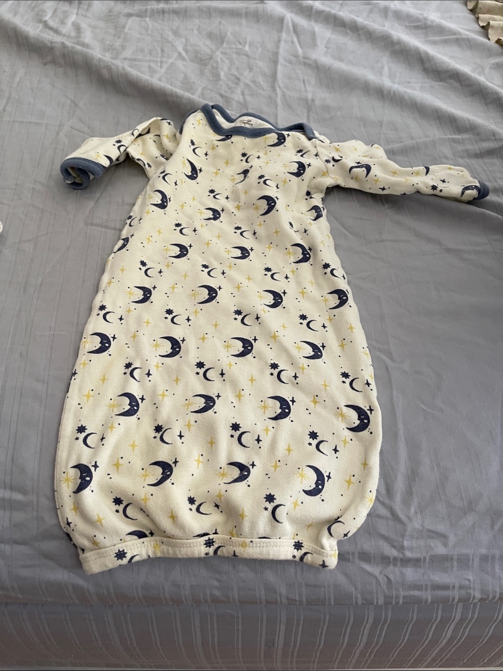 Organic cotton Baby Moon & Stars Sleep Sack Pajamas - Cream with Navy and Yellow